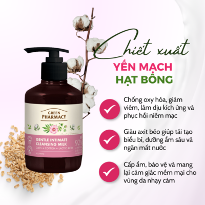Dung dịch vệ sinh Yến mạch và Bông Green Pharmacy dịu nhẹ