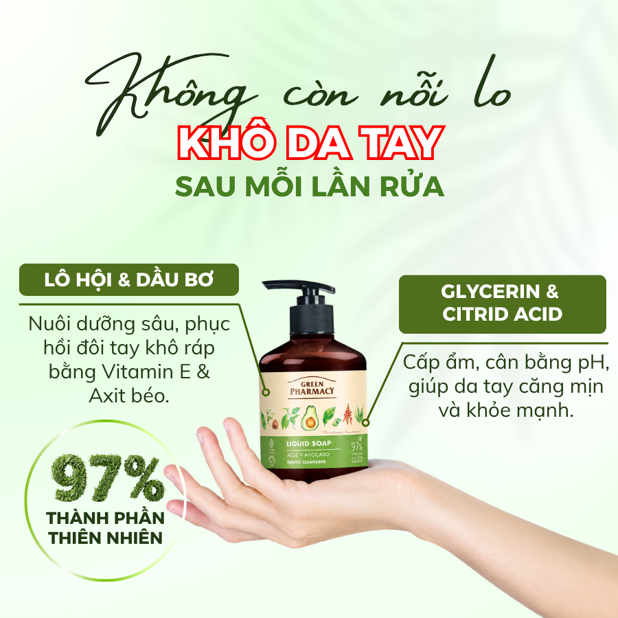 Xà Phòng Rửa Tay Thiên Nhiên Green Pharmacy Chiết Xuất Lô Hội Và Dầu Bơ 460ml Dạng Túi Thay Thế - Ảnh 2