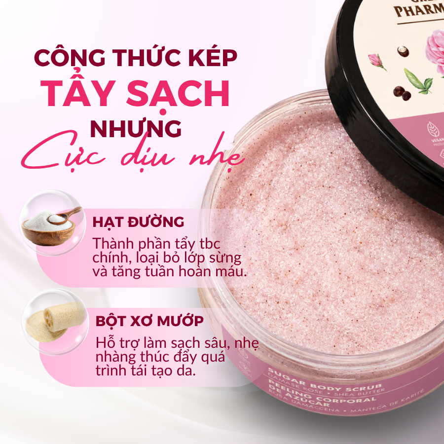 Tẩy Tế Bào Chết Body Scrub Hoa Hồng Damask và Bơ Hạt Mỡ 200ml Hỗ Trợ Săn Chắc Mịn Da - Ảnh 5
