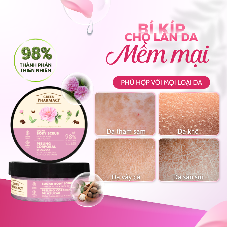 Tẩy Tế Bào Chết Body Scrub Hoa Hồng Damask và Bơ Hạt Mỡ 200ml Hỗ Trợ Săn Chắc Mịn Da - Ảnh 2