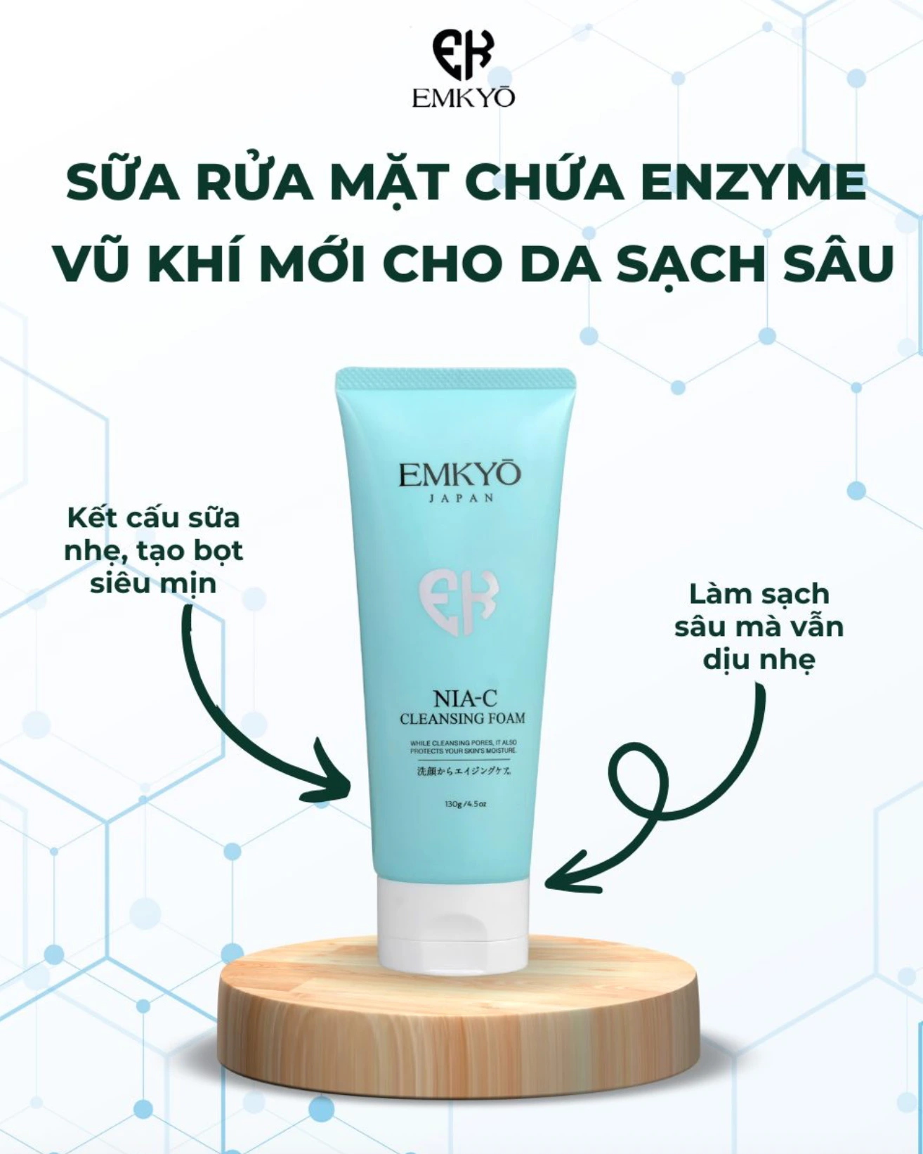 Sữa Rửa Mặt EMKYŌ NIA-C Cleansing Foam Dành Cho Chăm Sóc Da 130g - Ảnh 5