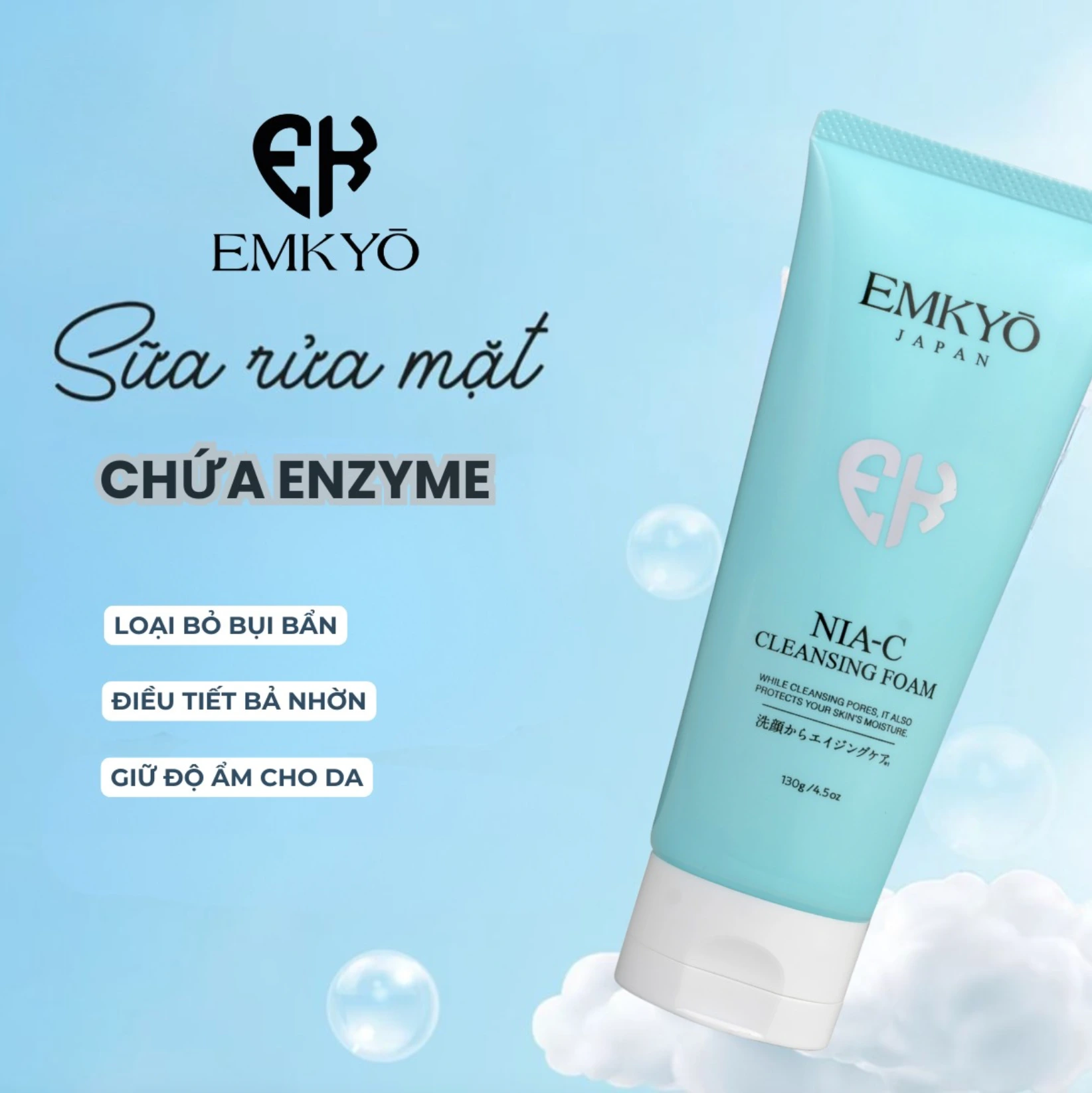 Sữa Rửa Mặt EMKYŌ NIA-C Cleansing Foam Dành Cho Chăm Sóc Da 130g